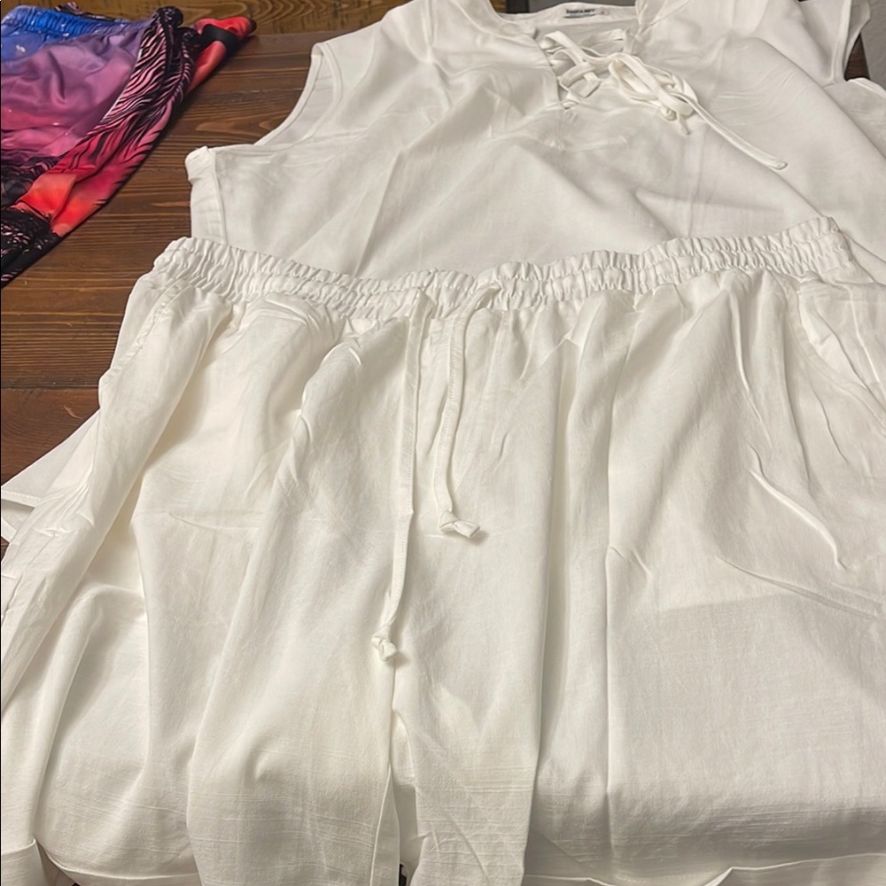 White Sleeveless Top and Shorts Set